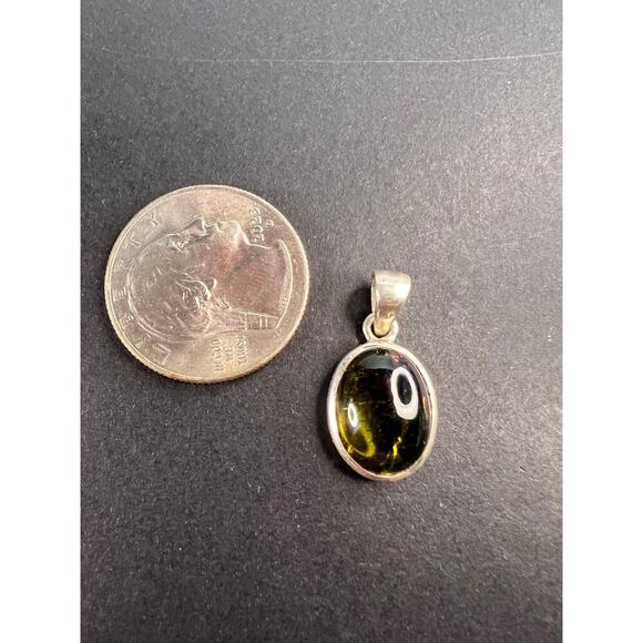 NEW Green with pink tourmaline sterling silver pendant 2.34 grams - Picture 2 of 12